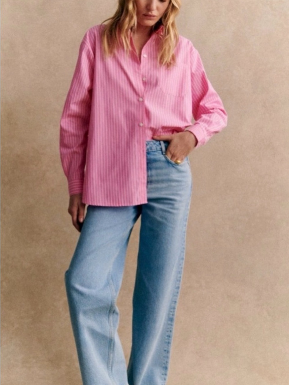 Sezane High-Rise Wide-Leg Jeans in Light Blue